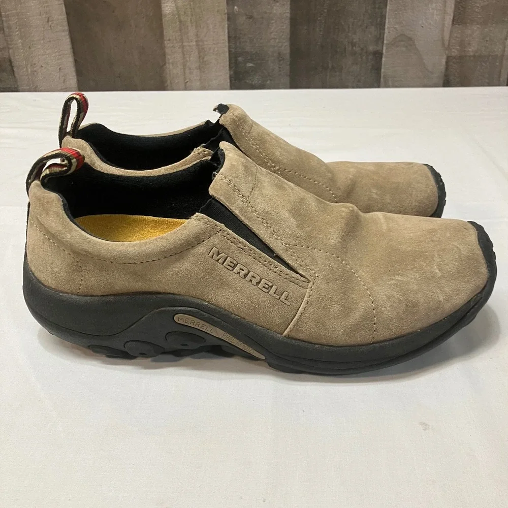 Merrell Jungle Moc Men 8 Classic Taupe Suede Slip On Hiking Shoes 60801 Gorpcore